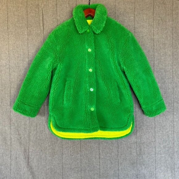 Eaves Signy Green Faux Shearling Lime Interior Reversible Oversized Shacket - Picture 4 of 13